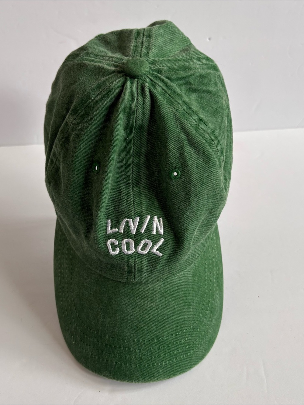 Nissi Caps Green Livin Cool Trendy Embroidered Washed Baseball Dad Hat Mom Cute